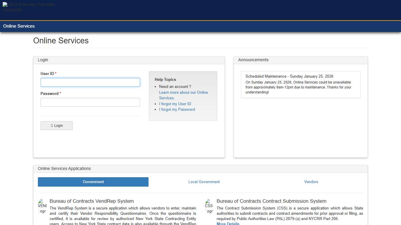 New York State Comptroller - Online Services