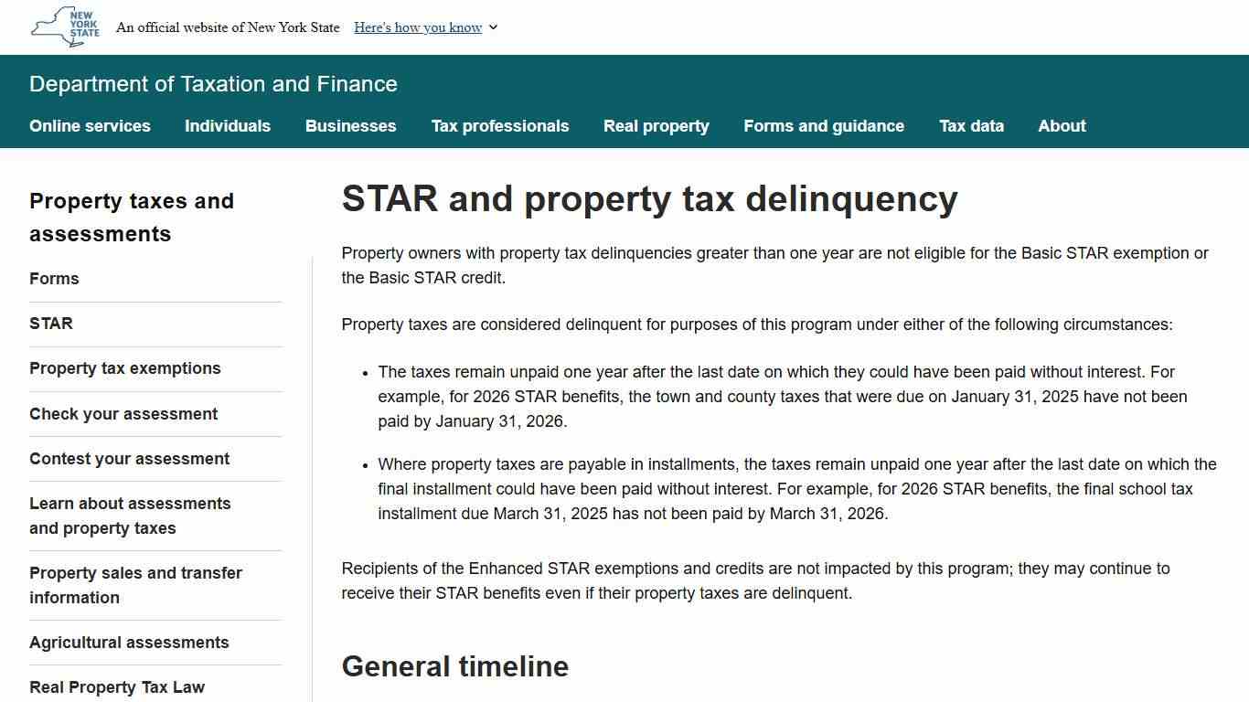 STAR and property tax delinquency
