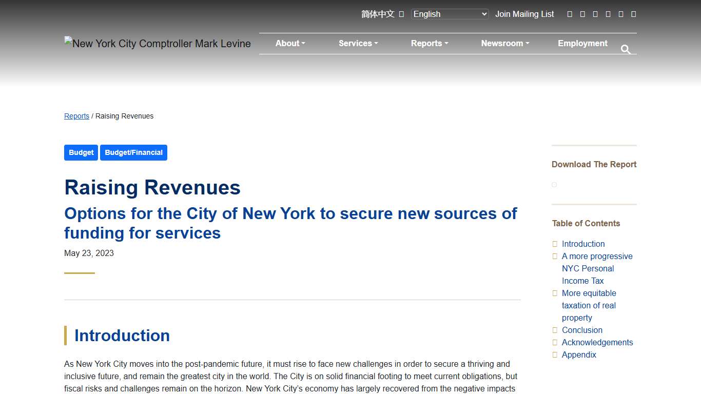 Raising Revenues - Office of the New York City Comptroller Mark Levine